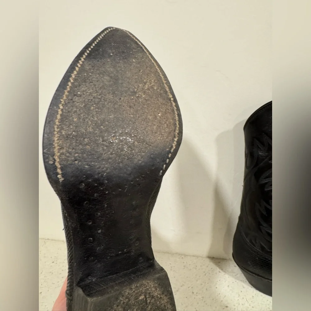 VTG Justin Boots 4762 Black Leather Cowgirl Womens 8.5 - Picture 2 of 6